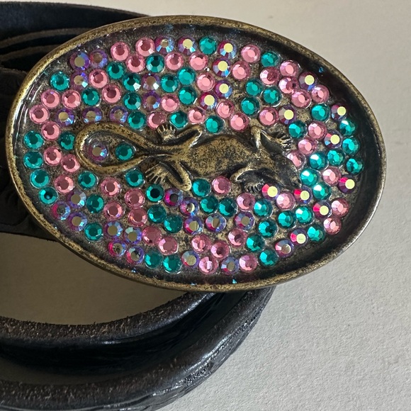 Vintage Y2K Swarovski Crystal & Leather Belt Deadstock main image 5